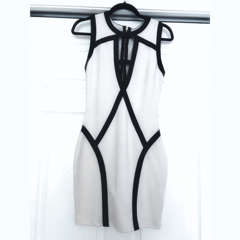 White Mini Dress with Black Tipping